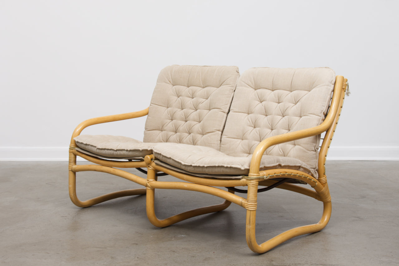 1960s bamboo two seat sofa