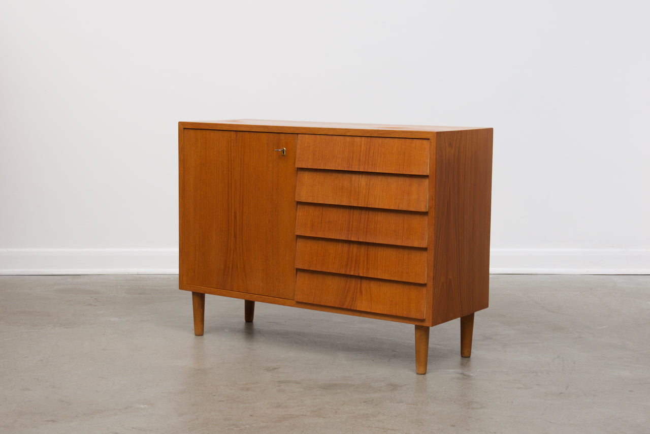 Short teak sideboard with drawers