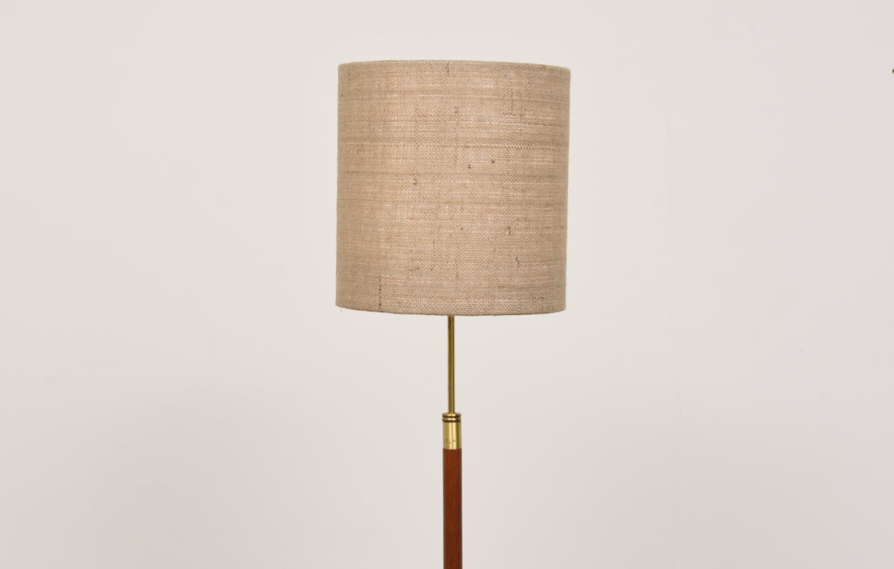 1960s Danish brass + teak floor lamp