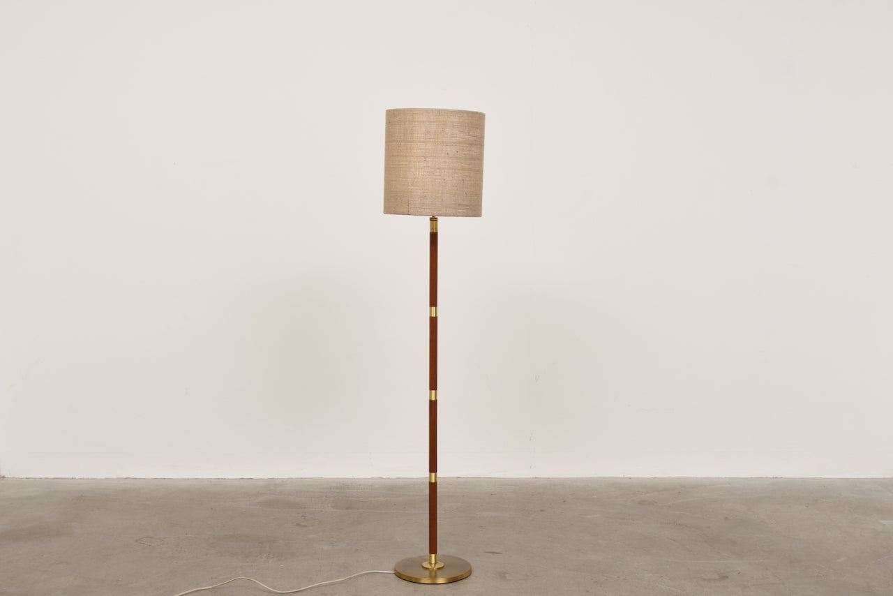 1960s Danish brass + teak floor lamp