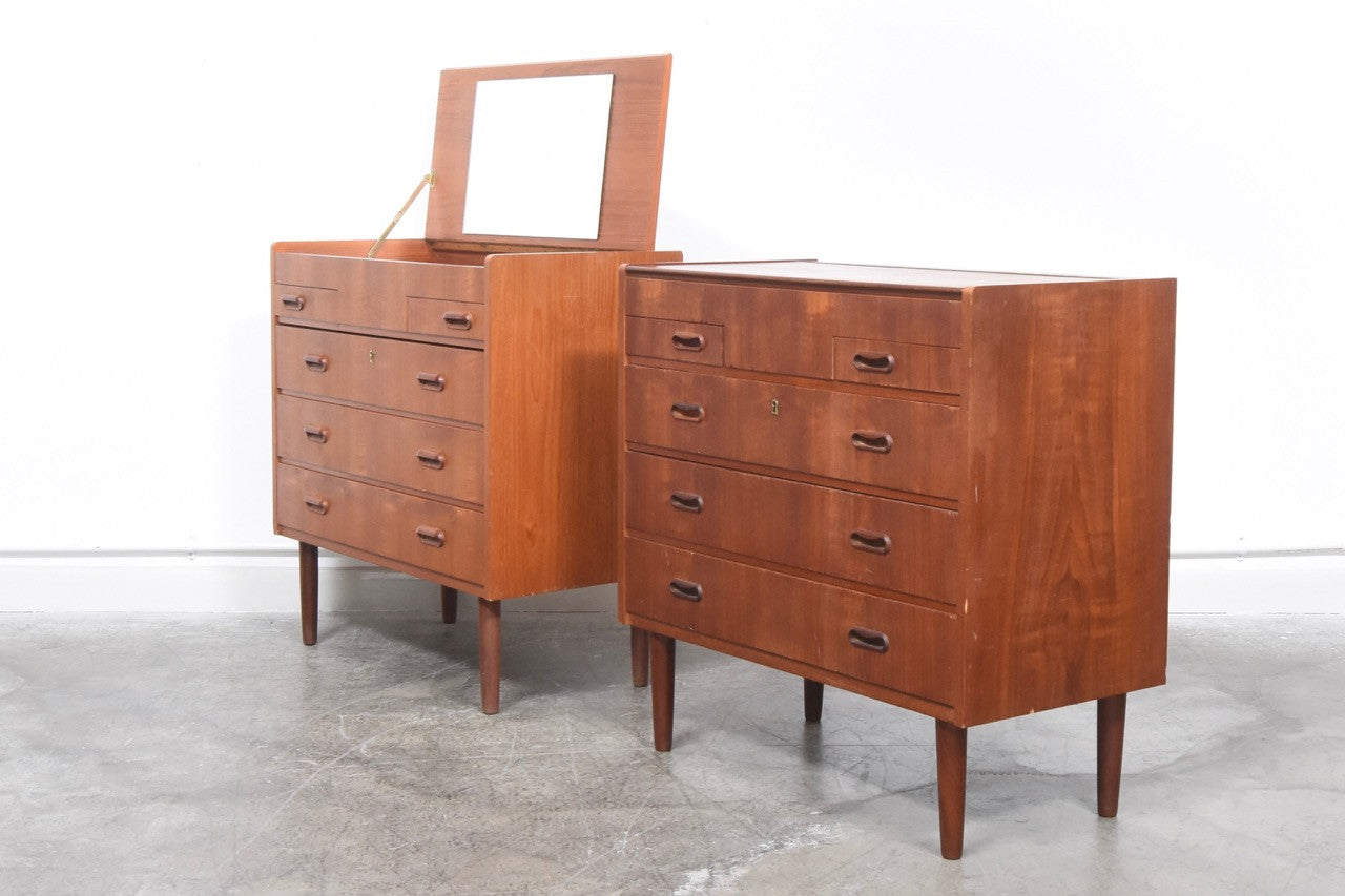 On sale: Teak chest of drawers with mirror