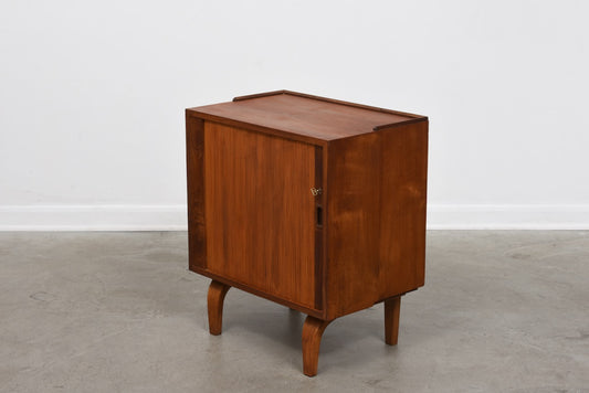 1960s teak storage cabinet on curved legs