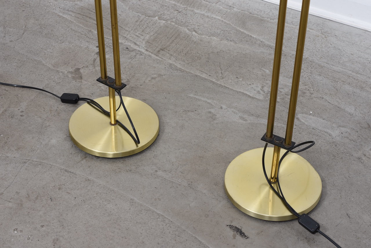 Two available: 1960s twin-headed brass floor lamps