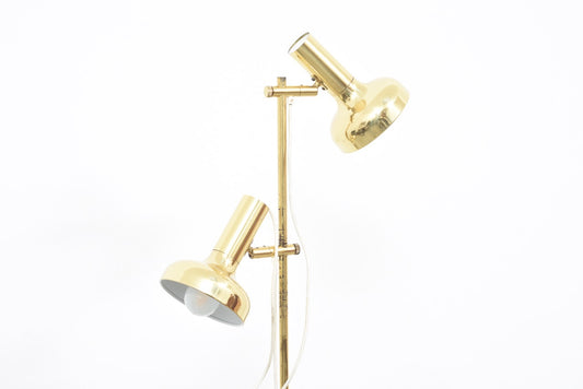 1960s twin-headed floor lamp with brass finish