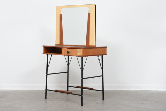 1960s beauty station in teak + metal