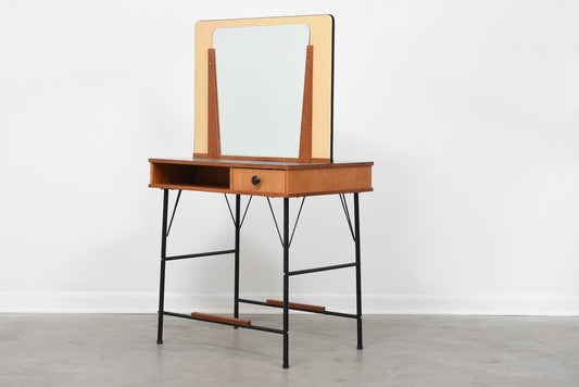 1960s beauty station in teak + metal