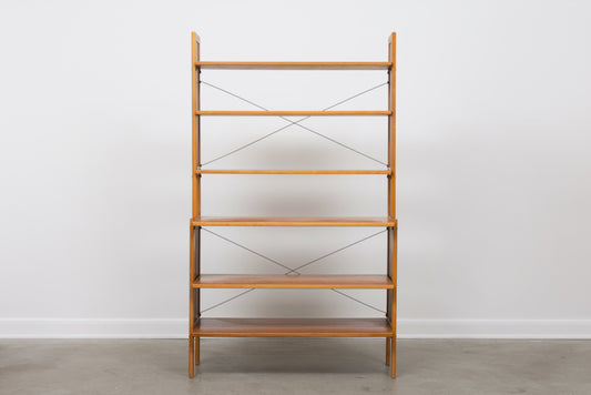 Vintage Swedish shelving unit in teak + beech