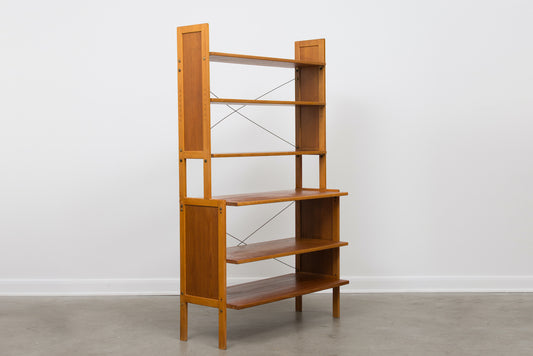 Vintage Swedish shelving unit in teak + beech