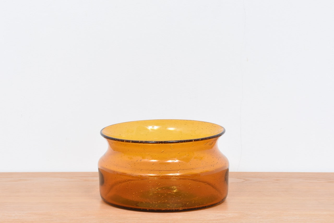 Amber glass fruit bowl by Erik Hoglund