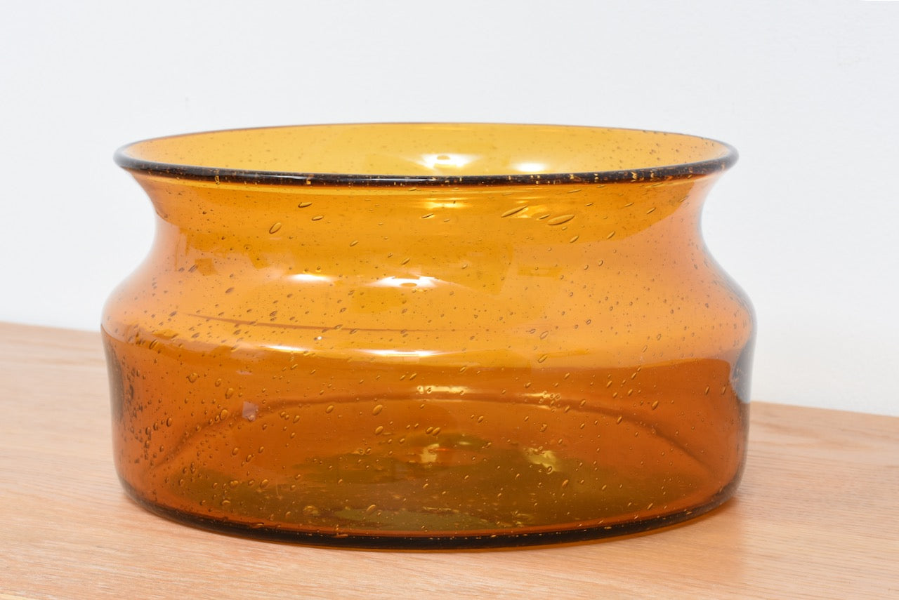 Amber glass fruit bowl by Erik Hoglund