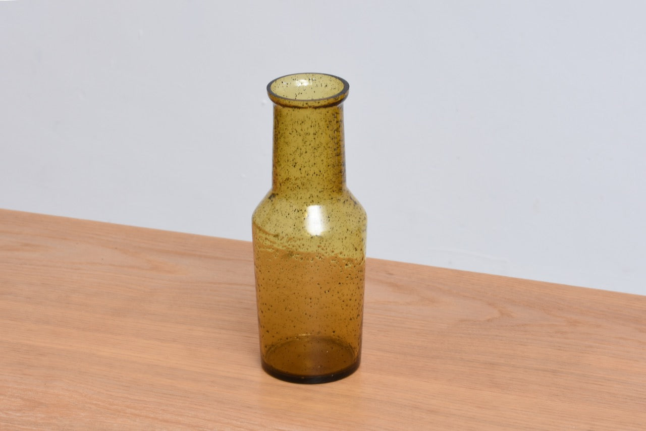 Olive glass vase by Erik Hoglund