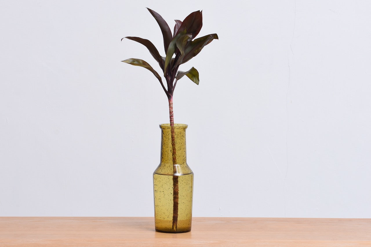Olive glass vase by Erik Hoglund