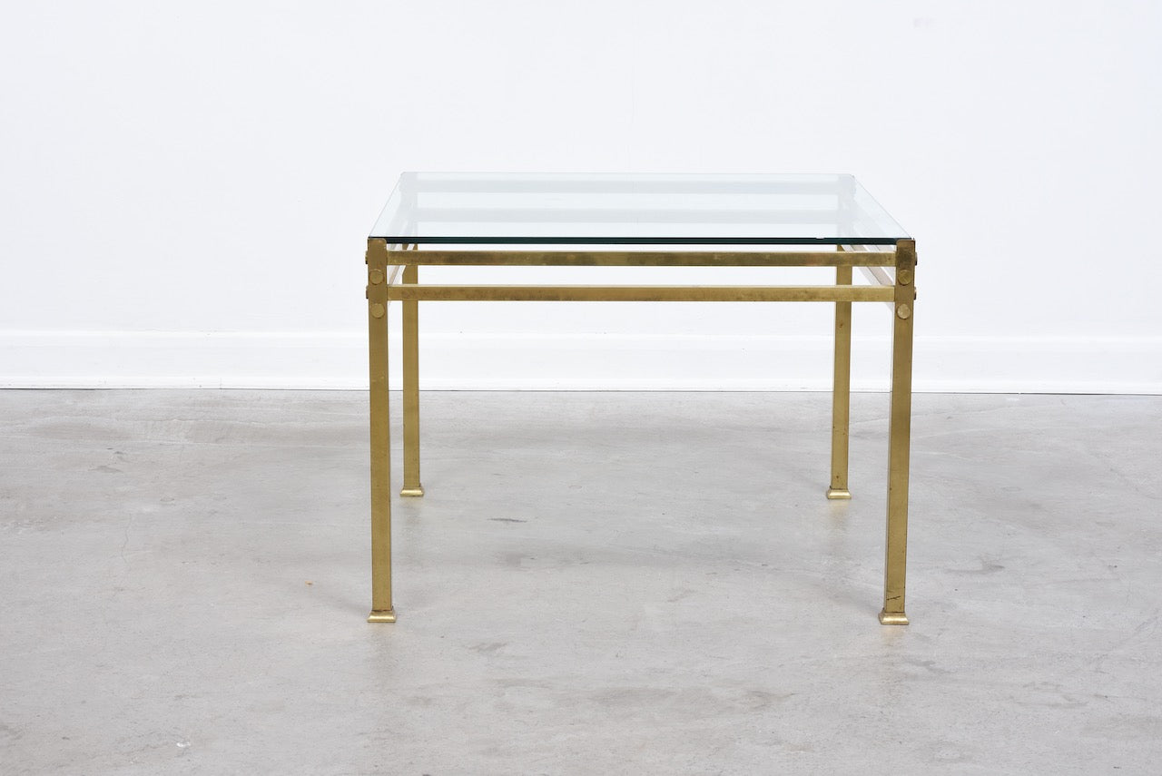 1970s brass + glass coffee table - 70 cm