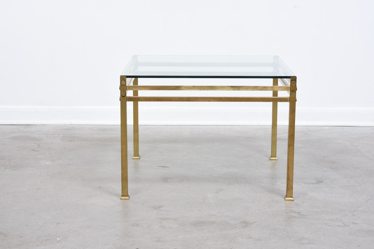 1970s brass + glass coffee table - 70 cm