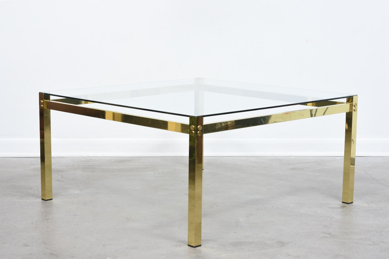 1970s brass + glass coffee table - 105 cm
