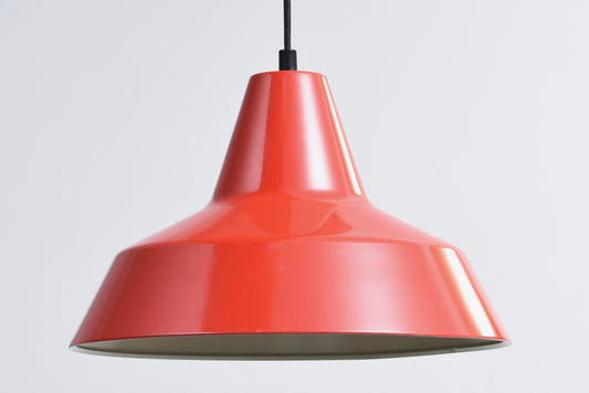 Vintage red enamel ceiling light by Lyskaer Belysning