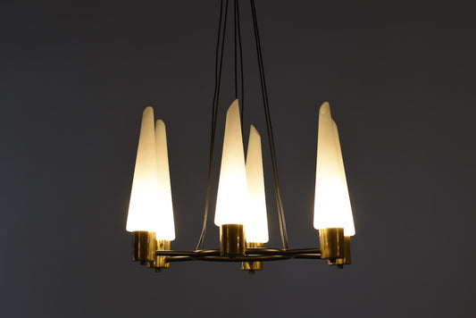 1950s metal + glass chandelier