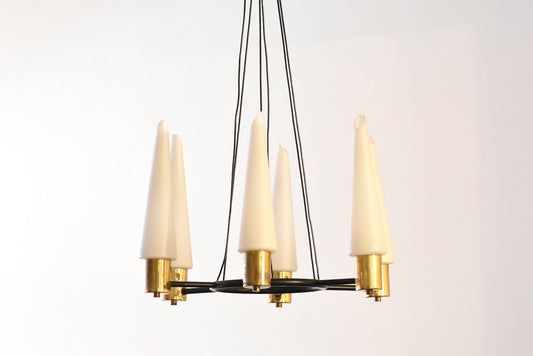 1950s metal + glass chandelier