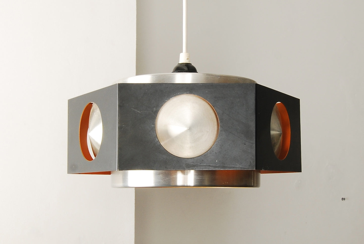Chrome and black ceiling lamp