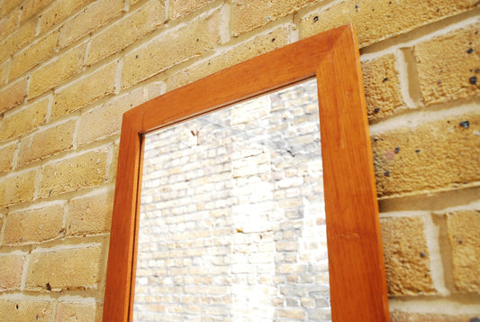 Medium length mirror with teak frame