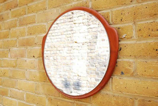 Round teak mirror