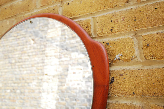 Round teak mirror