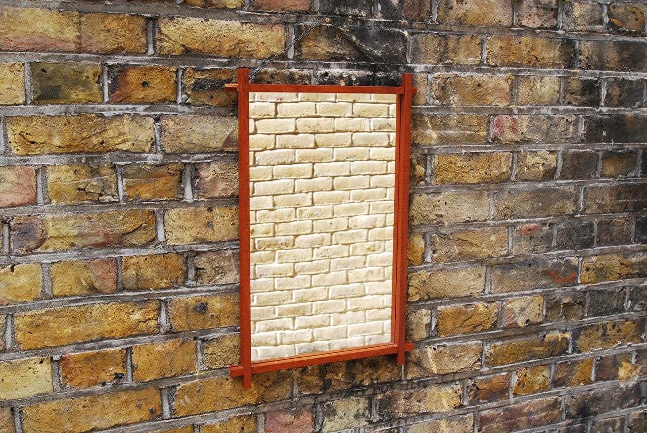 Teak mirror with chain