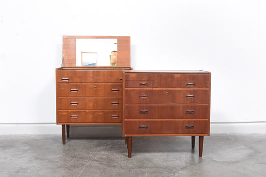 On sale: Teak chest of drawers with mirror