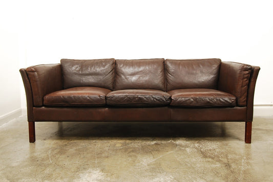 Chocolate brown leather sofa