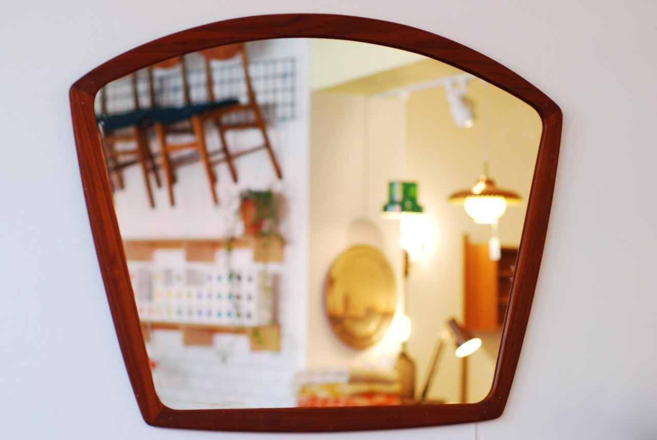 Large teak-framed mirror