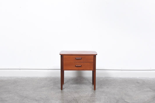 Teak bedside table with two drawers