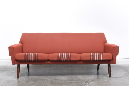Striped red wool three seater