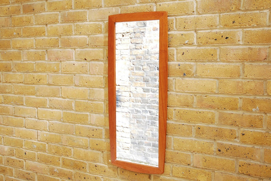 Medium length mirror with teak frame