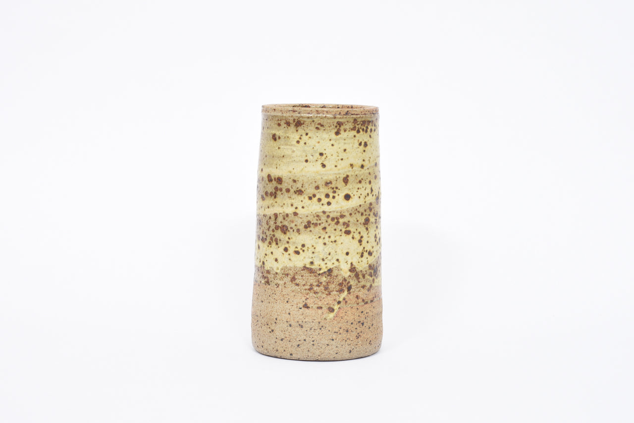 Vintage stoneware vase with speckled matt glaze