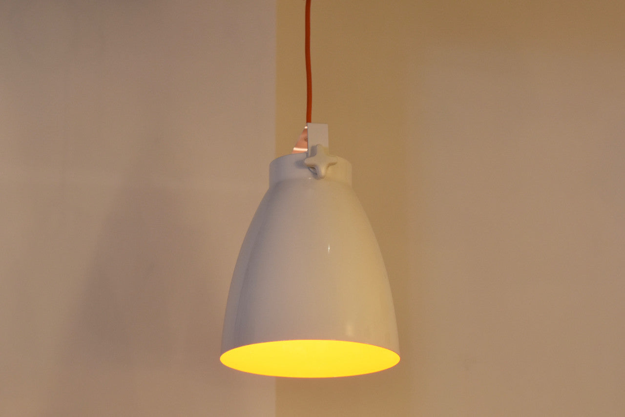 White pendant with orange interior