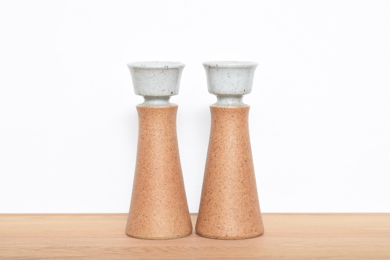 Pair of stoneware candle holders by Eslau