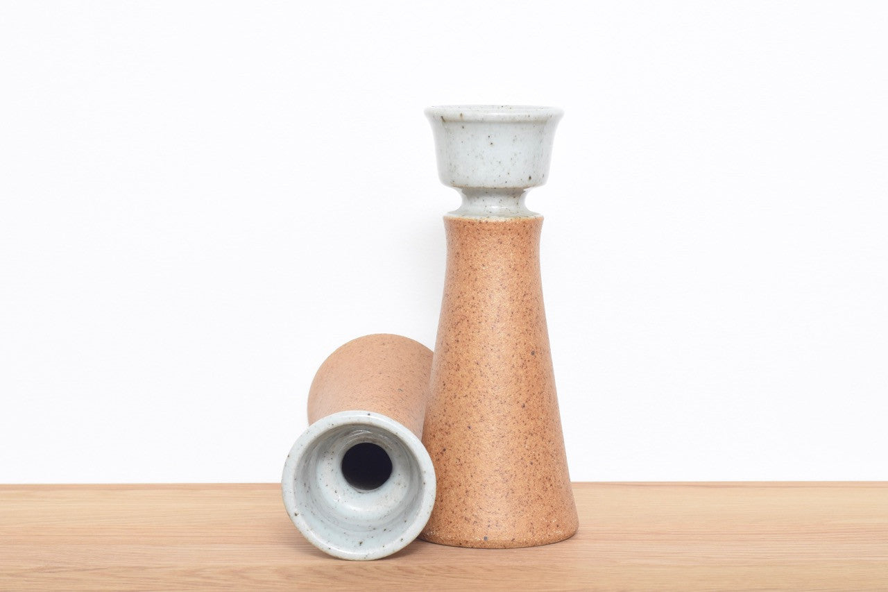 Pair of stoneware candle holders by Eslau
