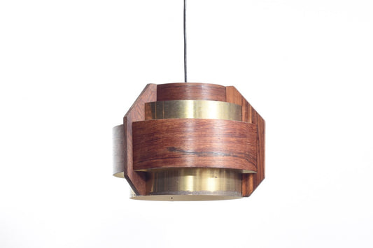 Rosewood and brass pendant light