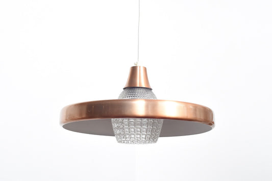Copper and cut glass ceiling light
