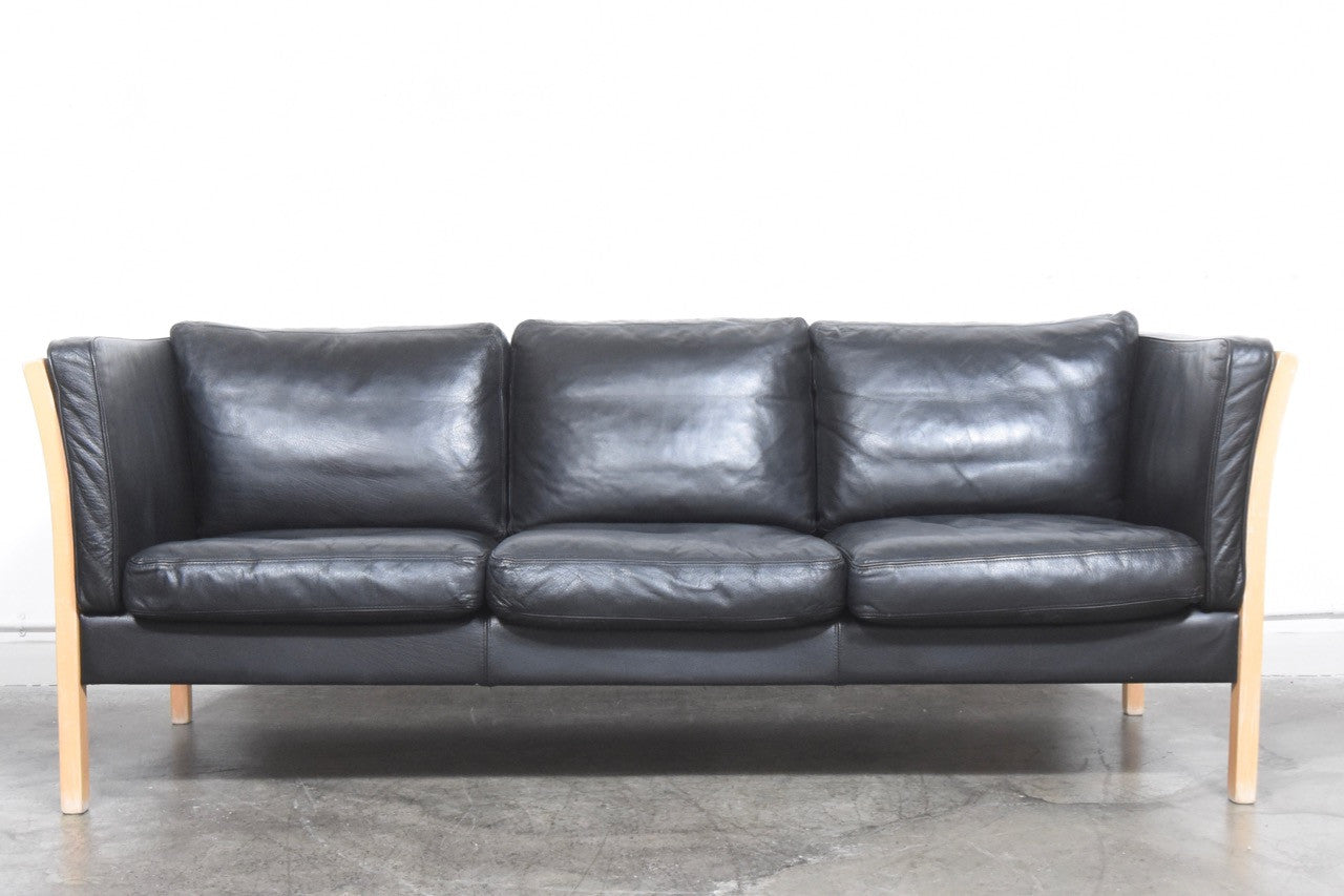 Three seat leather sofa by Stouby