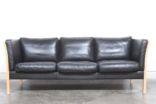 Three seat leather sofa by Stouby