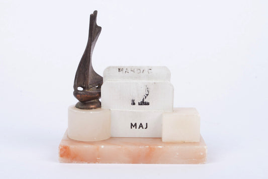 Three piece marble desk set