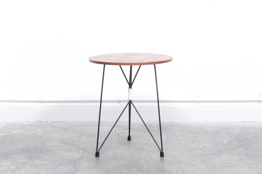 Teak side table with wire base