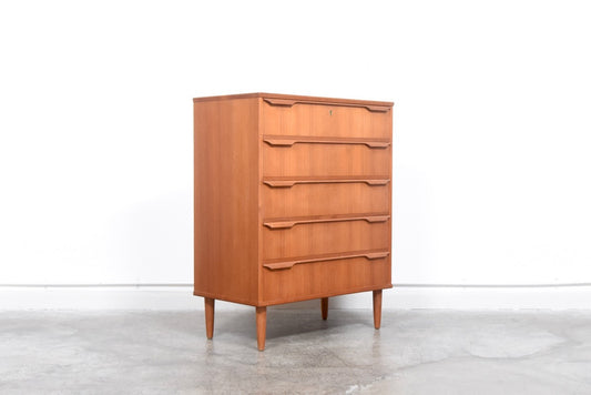 Chest of five drawers in teak