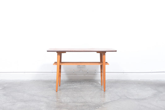 Small teak coffee table with magazine shelf