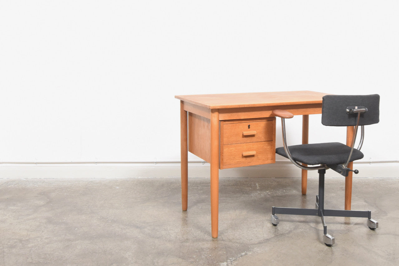 Oak desk with sliding pedestal