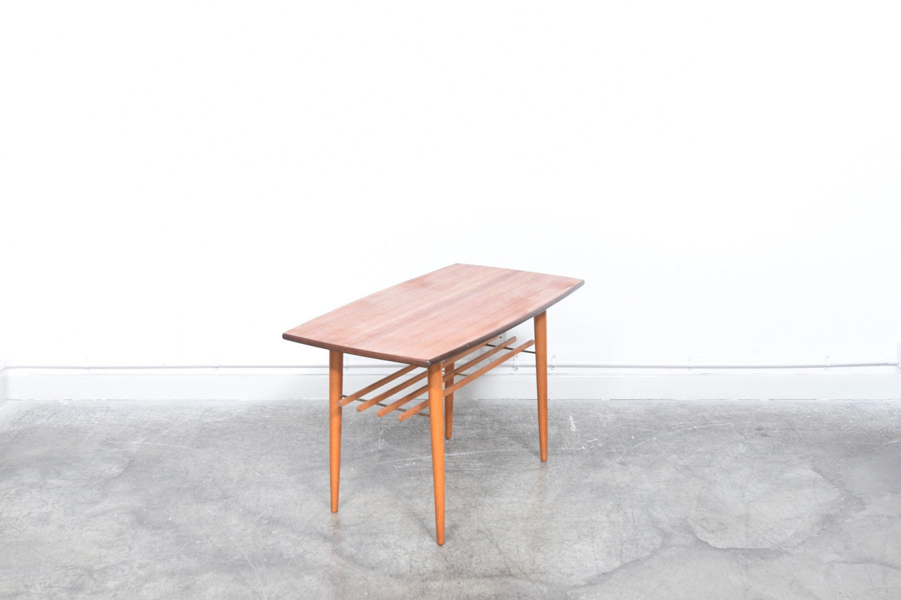 Small teak coffee table with magazine shelf