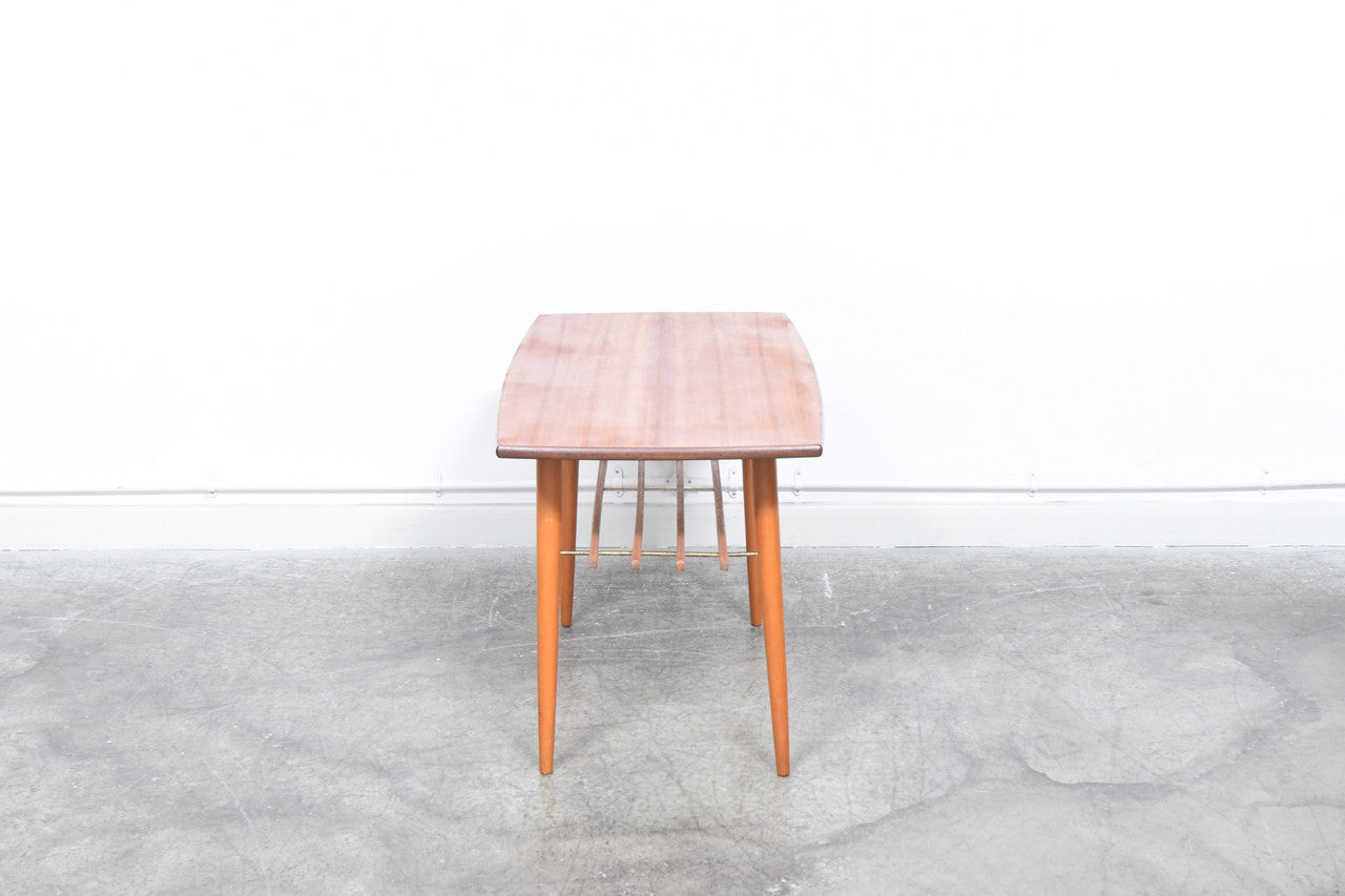 Small teak coffee table with magazine shelf