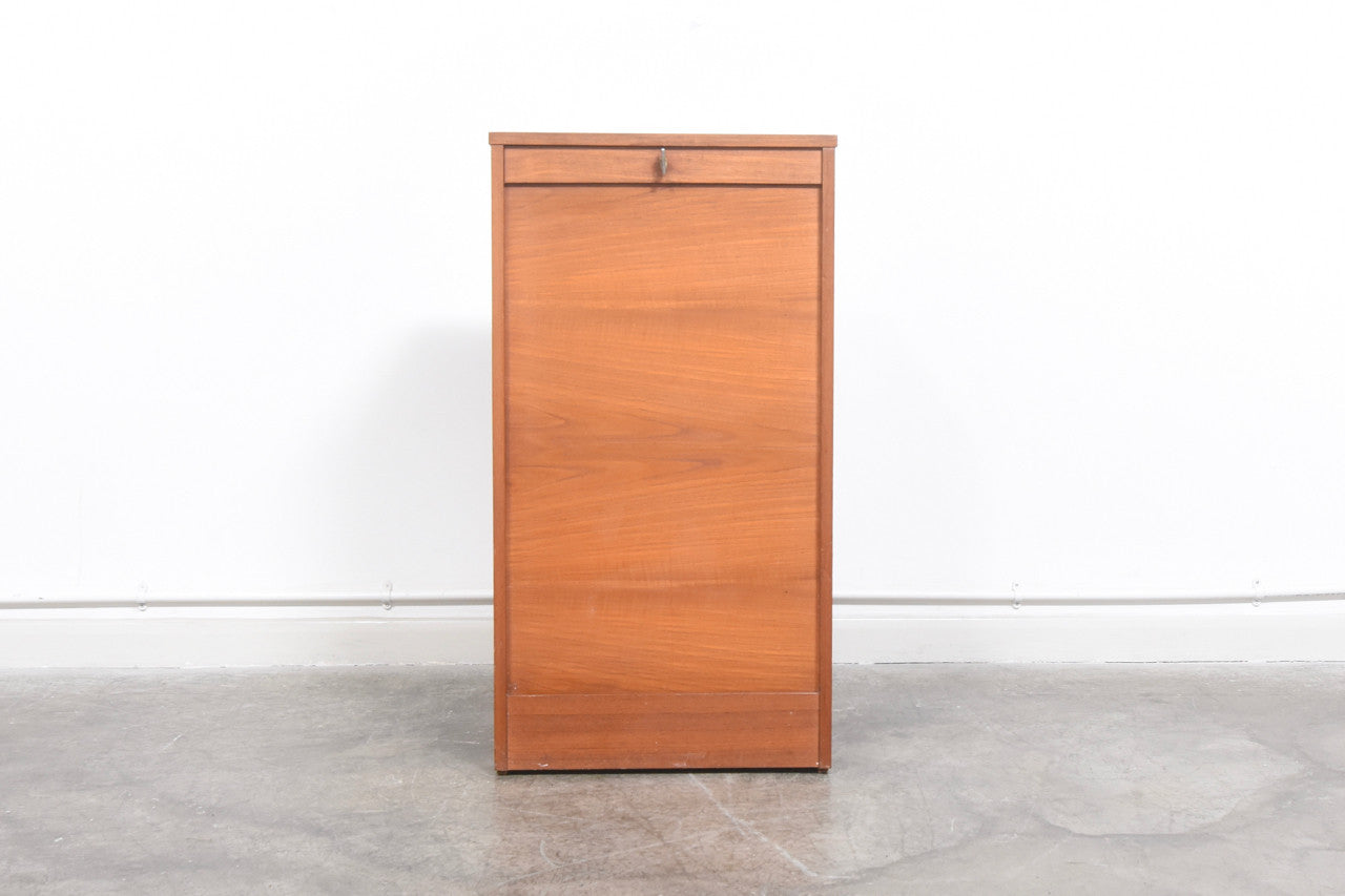 Teak storage cabinet with tambour door