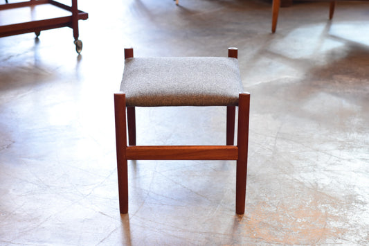 Just in: Teak foot stool with new grey upholstery